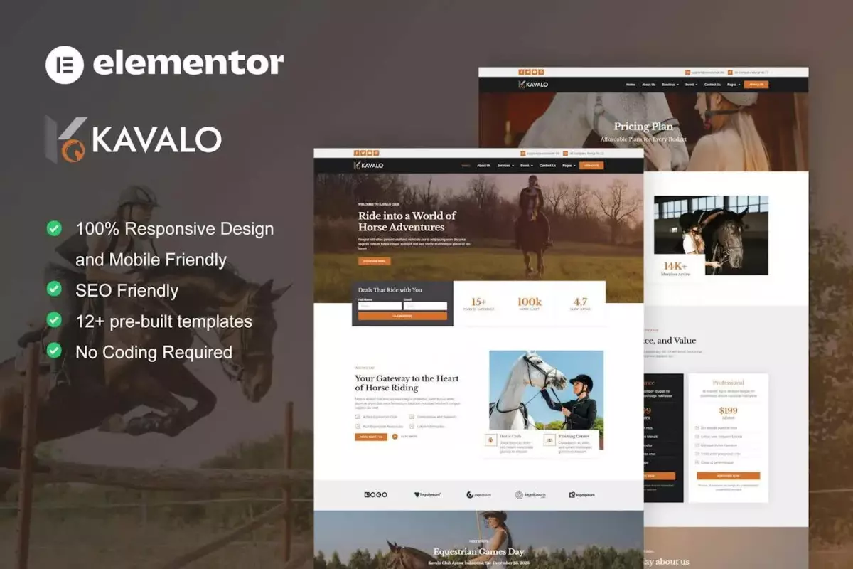 Kavalo - Horse Riding Club Elementor Pro Template