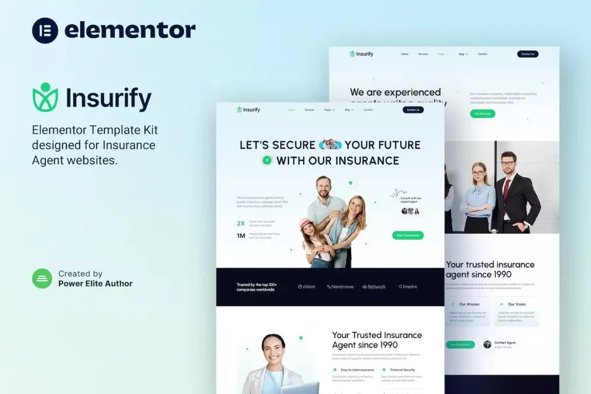 Insurify – Insurance Agent &amp; Consulting Elementor Template