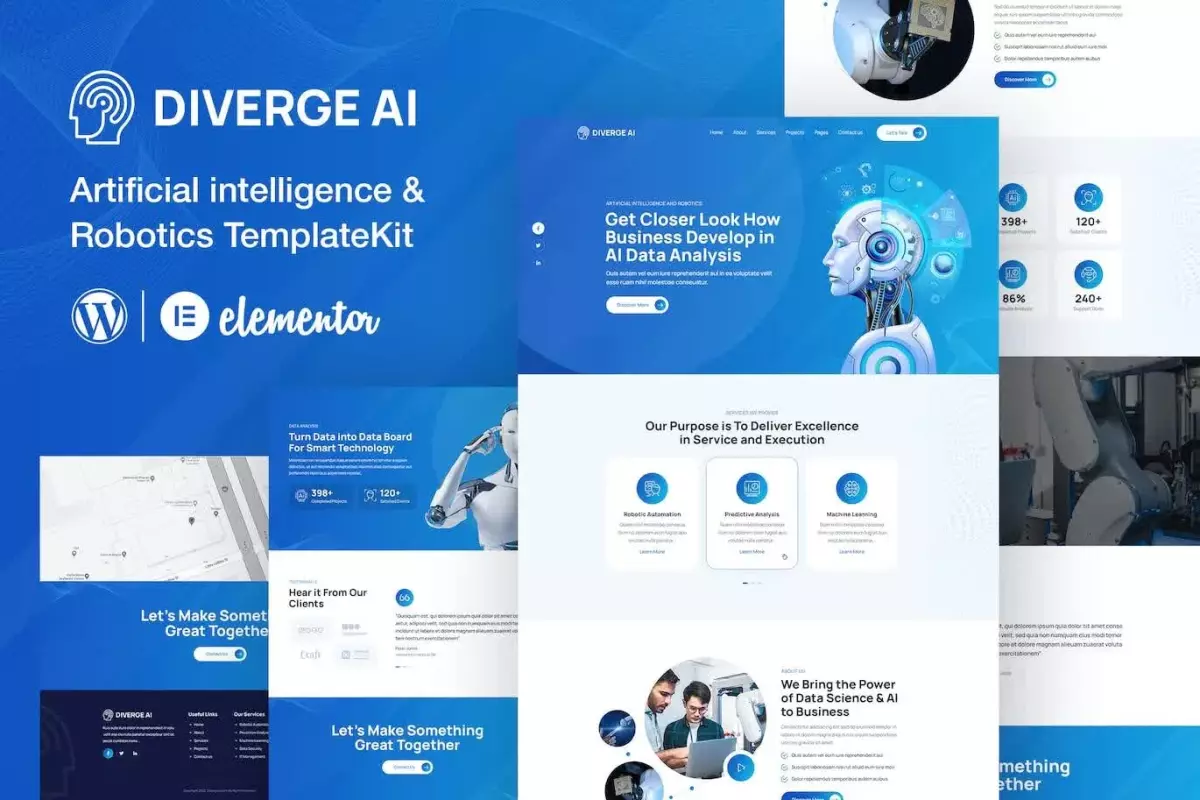 Diverge AI | Robotics Elementor Template