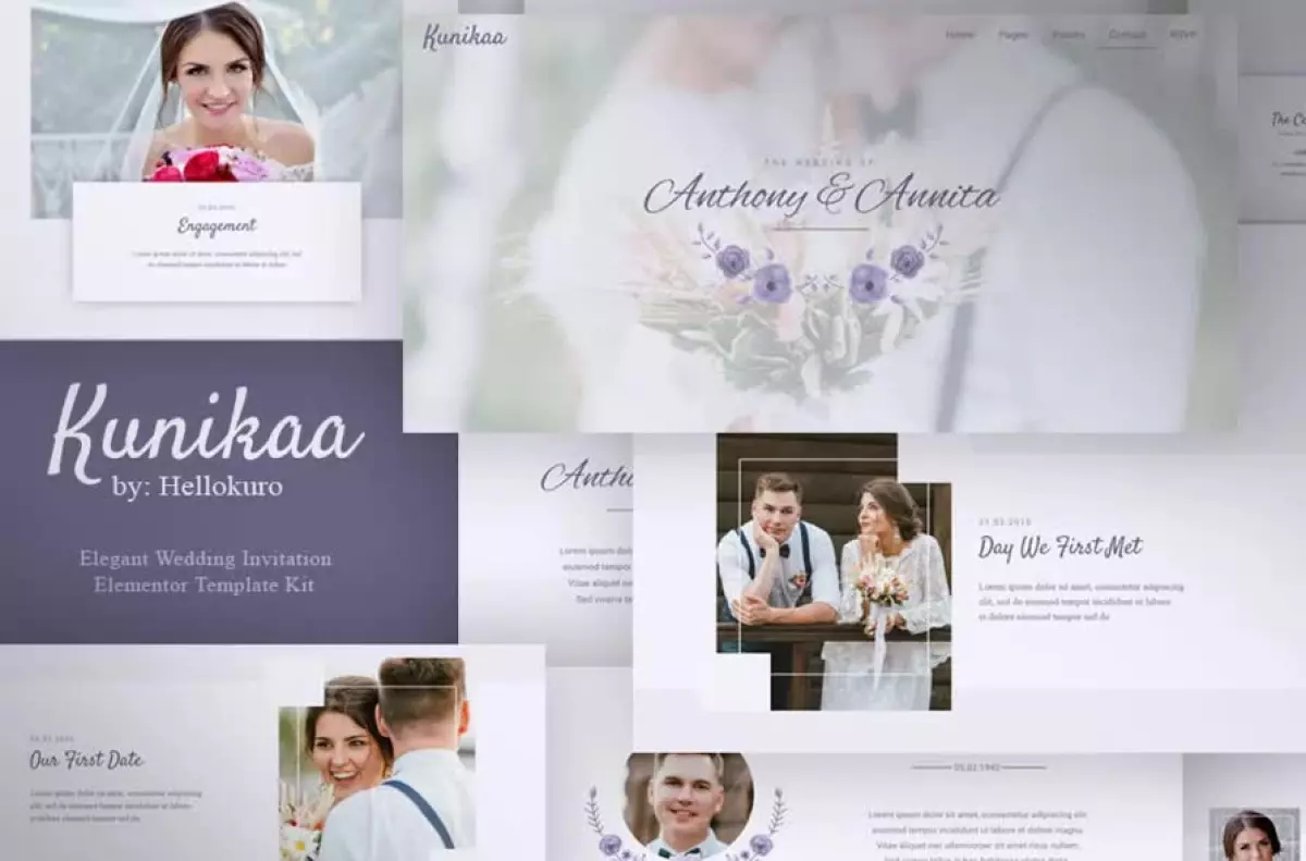 Kunikaa - Wedding Invitation Elementor Template