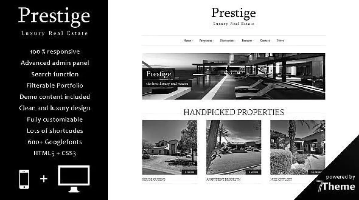 Prestige – a mega clean WordPress Theme for high-class Real Estate Agencies