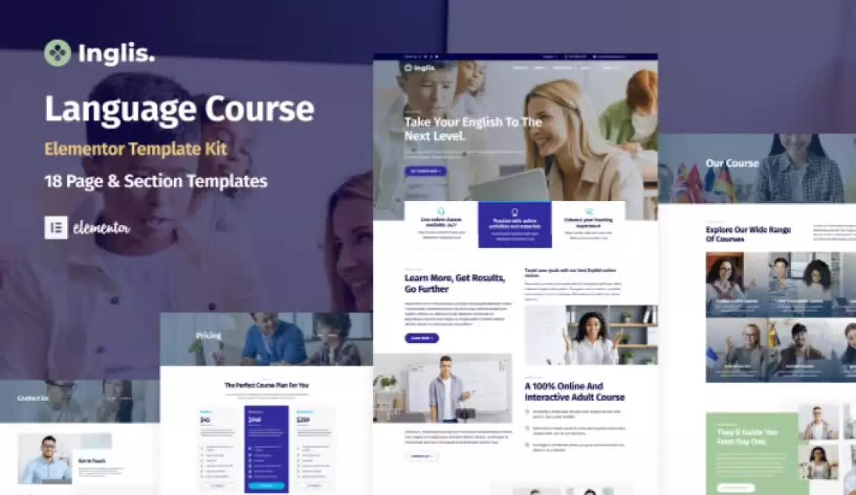 Inglis - Language Course WordPress Elementor Template