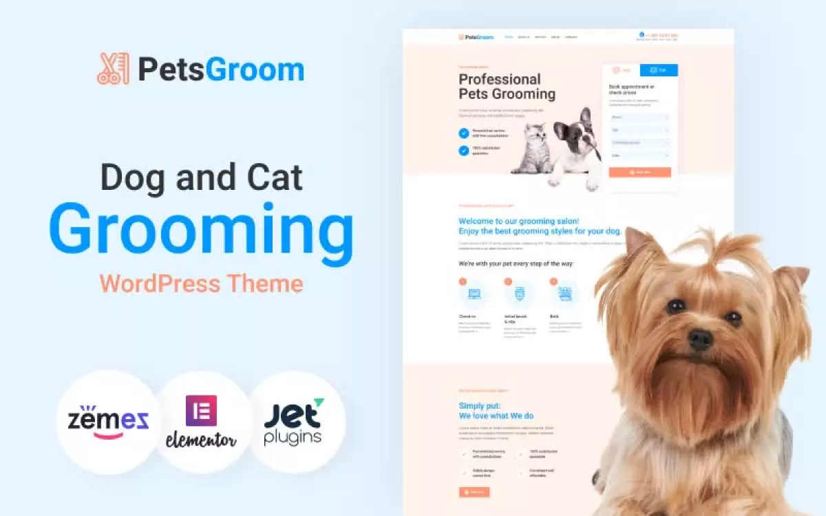 PetsGroom - Dog & Cat Grooming WordPress Theme