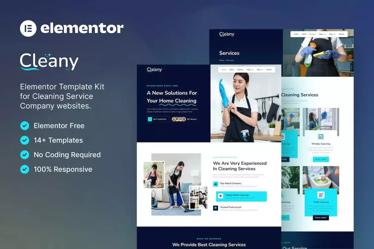 Cleany – Cleaning Service Company Elementor Template