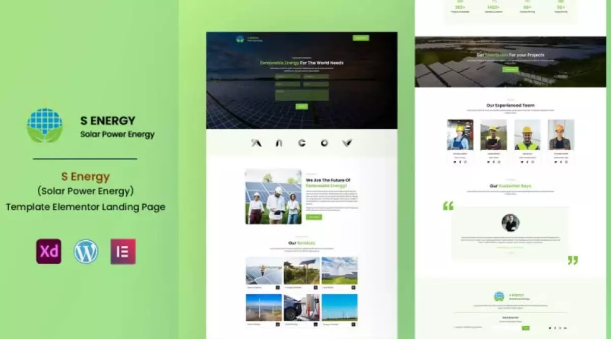 S Energy &#8211; Solar Renewable Energy &#8211; Services Elementor Landing Page