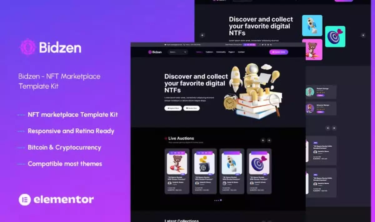 Bidzen – NFT Sales Elementor Template