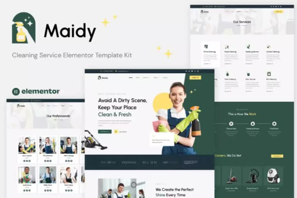 Maidy - Cleaning Service Elementor Template