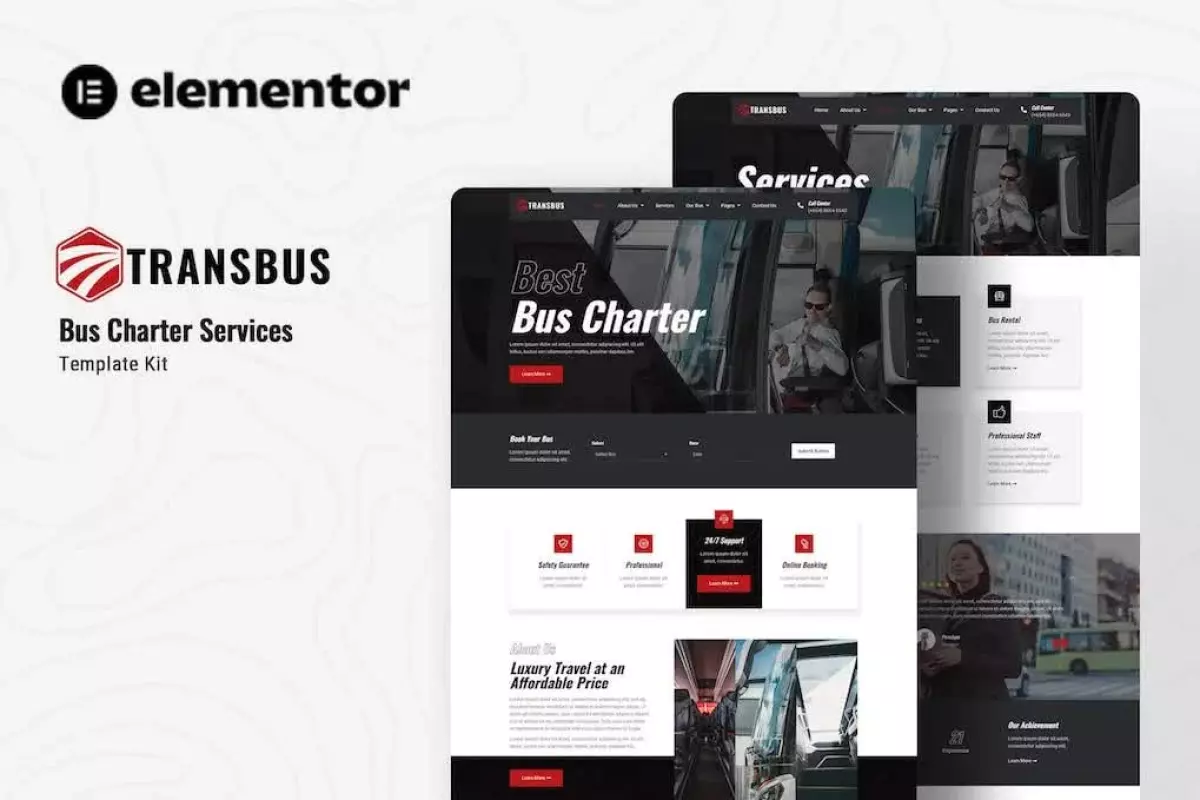 Transbus - Bus Charter Service Elementor Template