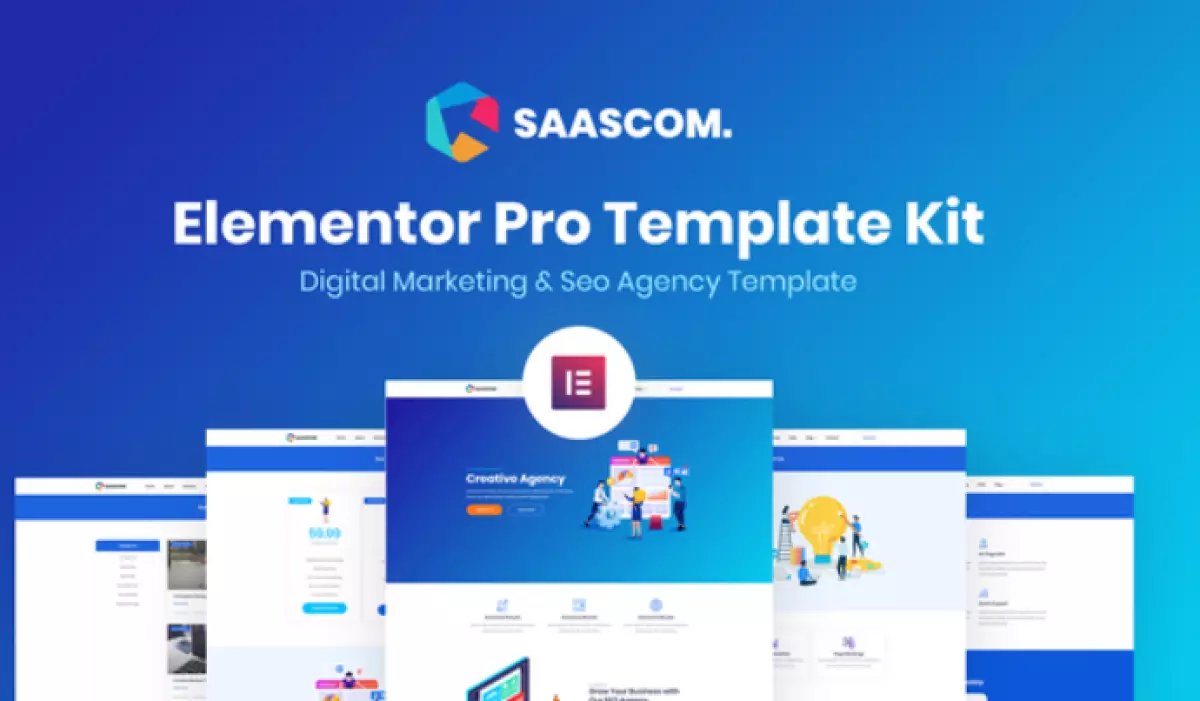 Saascom – Digital Marketing &amp; SEO Agency Elementor Template Kit