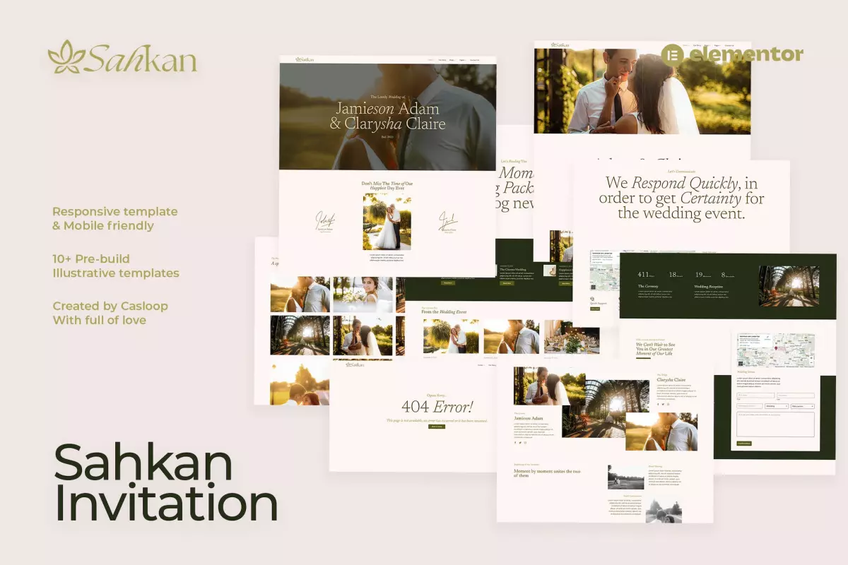 Sahkan - Wedding Invitation &amp; Gallery Elementor Template Kit