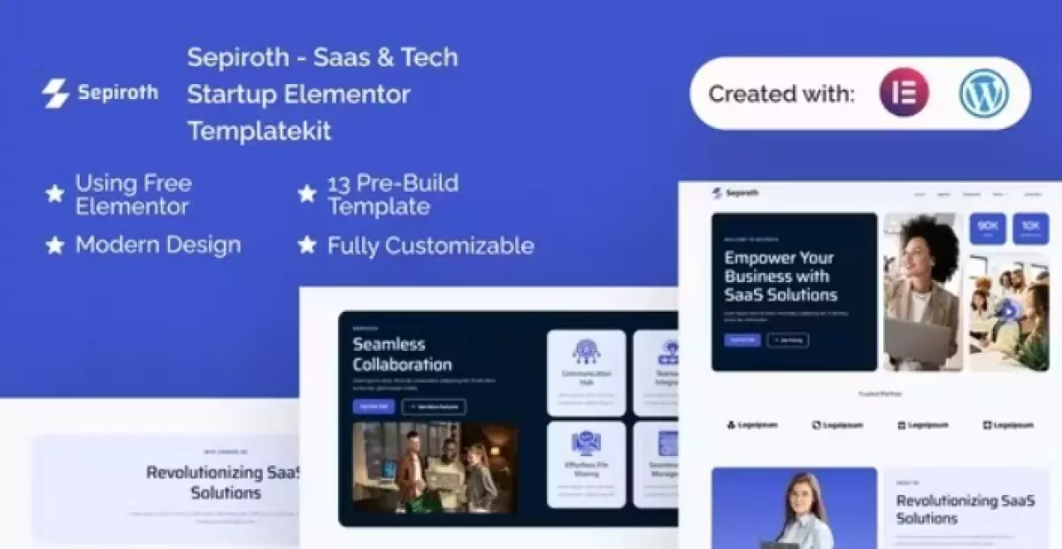 Sepiroth – Saas &amp; Tech Startup Elementor Template Kit