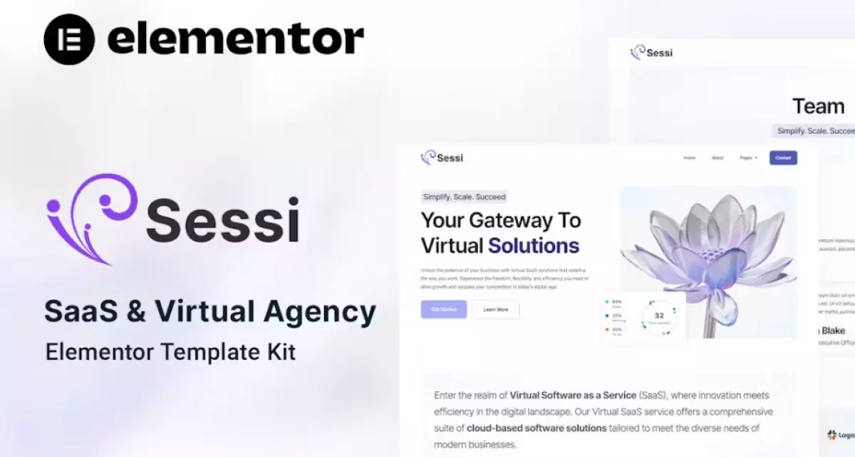 Sessi – Saas &amp; Virtual Agency Elementor Template Kit