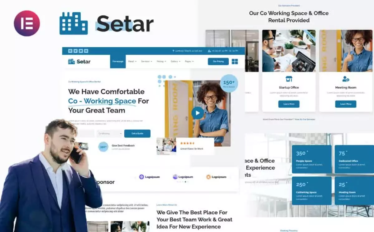 Setar - Coworking Space & Startup Office Elementor Template Kit