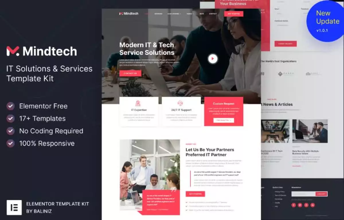 Mindtech – IT Solutions & Services Company Elementor Template