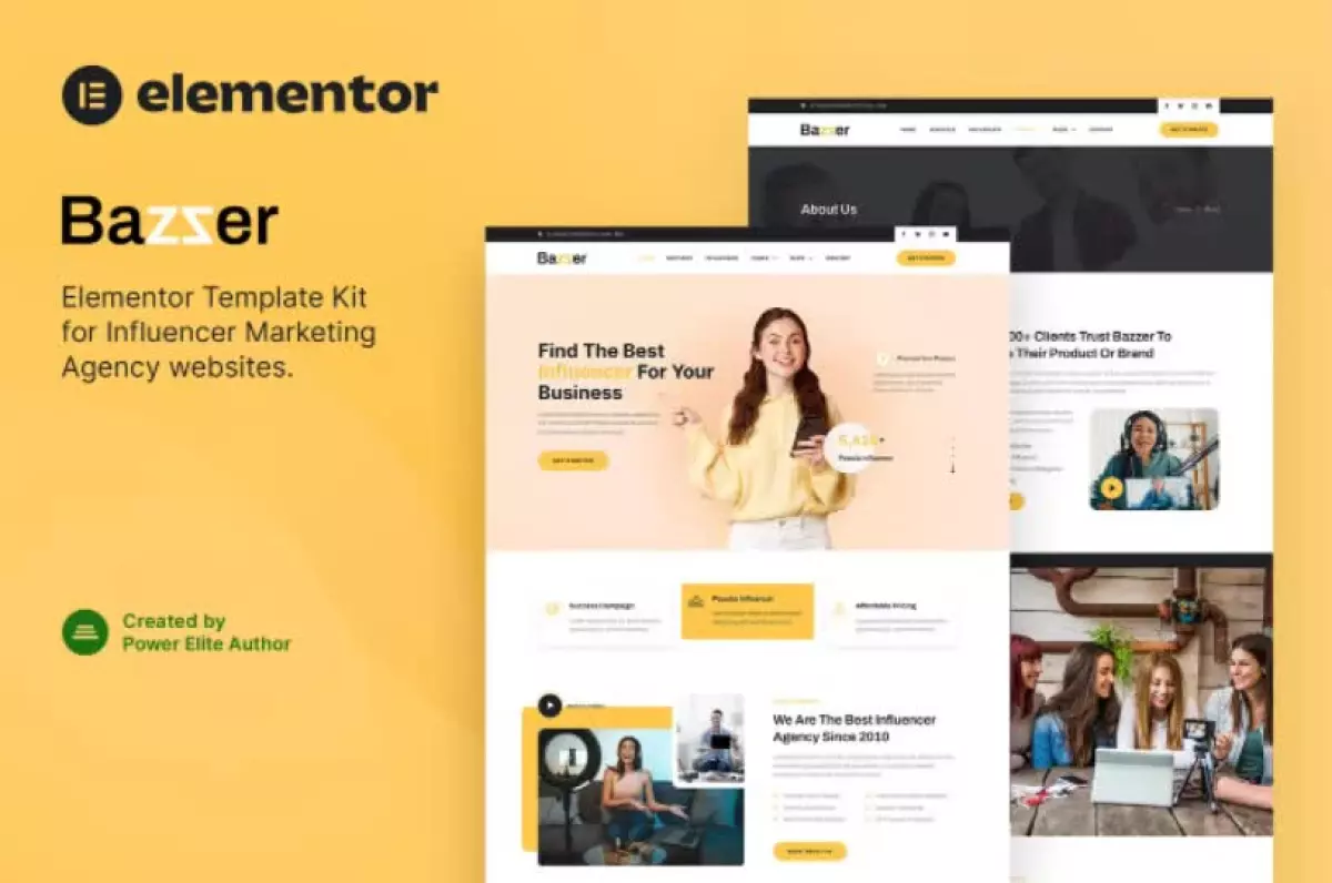 Bazzer – Influencer Marketing Agency Elementor Template