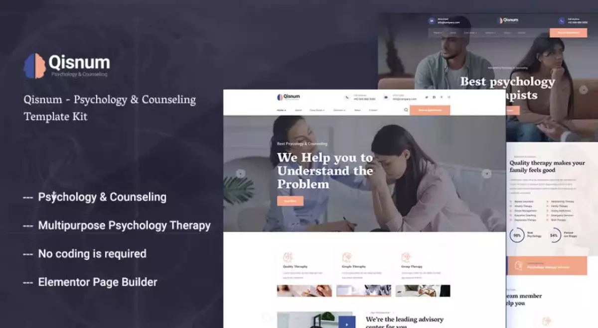 Qisnum - Psychology & Counseling Elementor Template