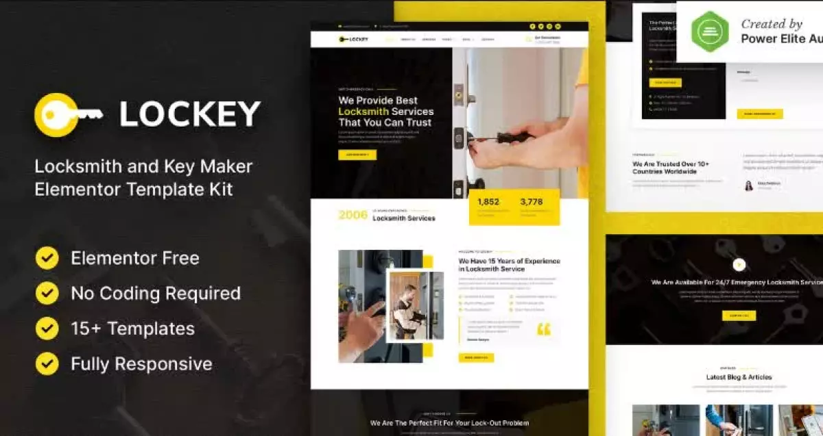 Lockey – Locksmith and Key Maker Service Elementor Template