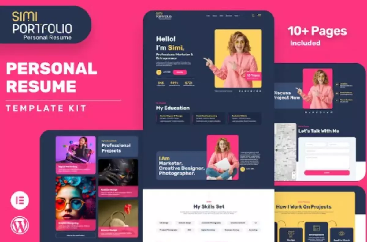 Simi – Personal Portfolio &amp; Resume Elementor Template Kit