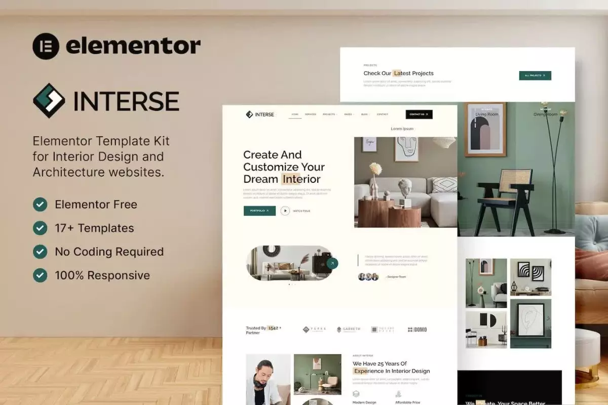 Interse – Interior Design &amp; Architecture Elementor Template