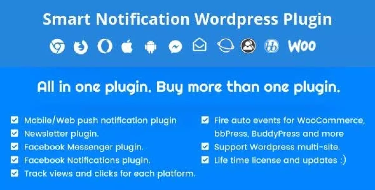 Smart Notification Wordpress Plugin. Web & Mobile Push, FB Messenger, FB Notifications & Newsletter. 9.3.9