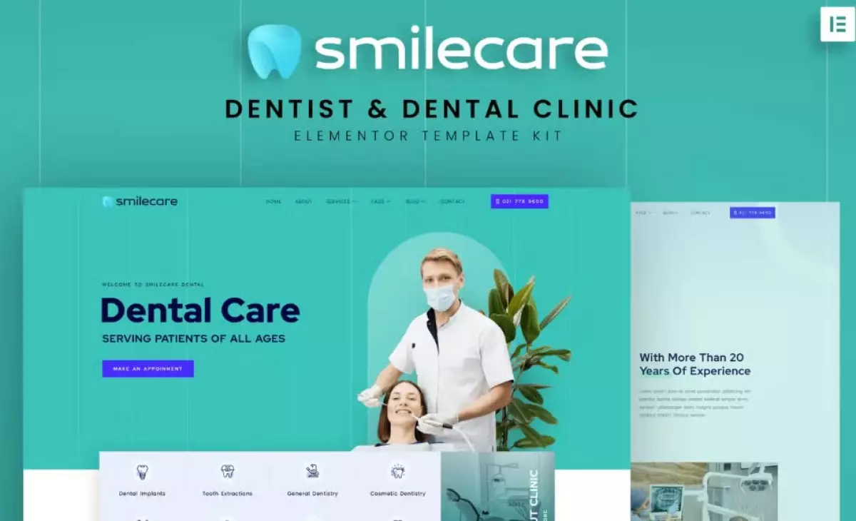 Smilecare - Dentist & Dental Clinic Elementor Template Kit