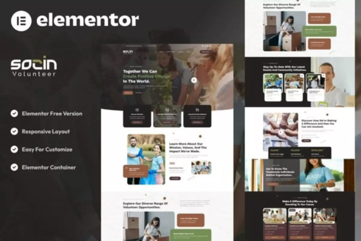 Socin - Volunteer &amp; Charity Elementor Template Kit