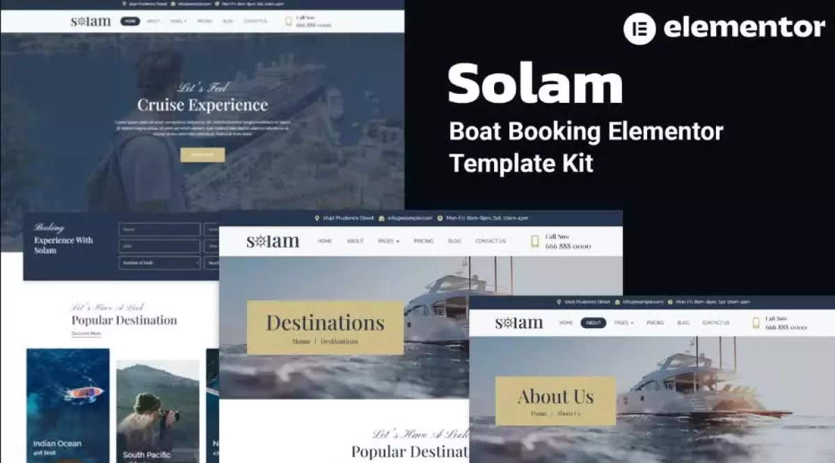 Solam - Boat Booking Elementor Pro Template