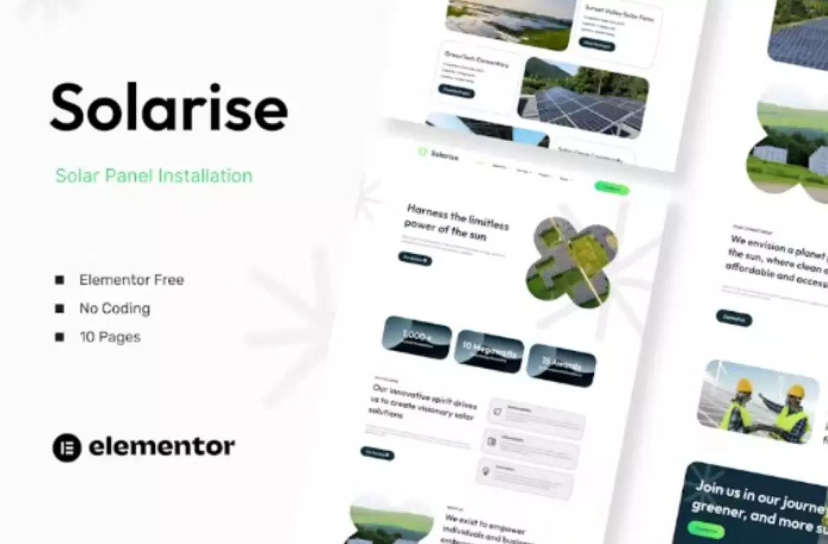 Solarise – Solar Panel Installation Elementor Template Kit