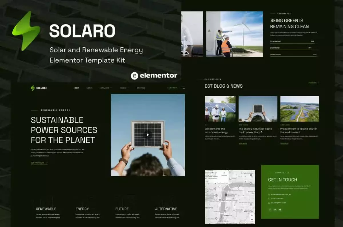 Solaro - Solar & Renewable Energy Elementor Template