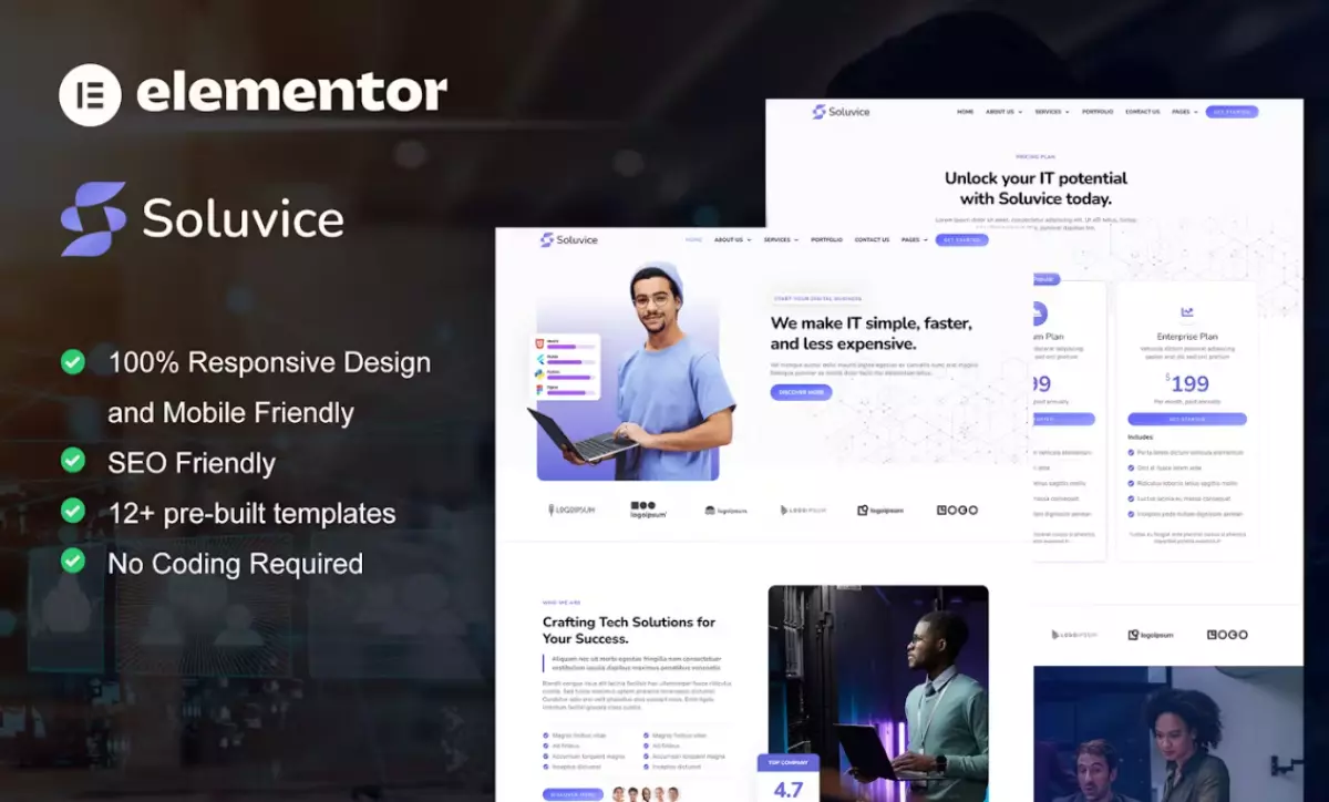 Soluvice - IT Solutions &amp; Services Company Elementor Pro Template Kit