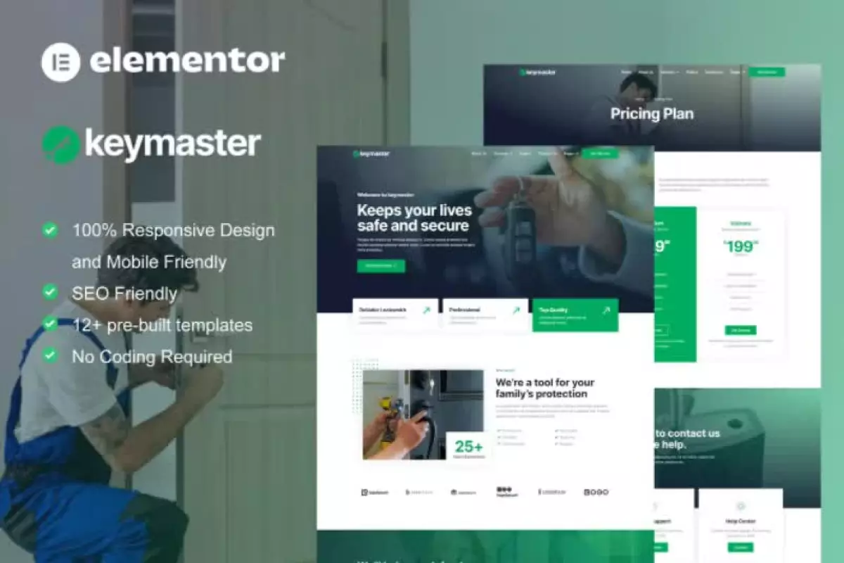 KeyMaster - Locksmith & Key Maker Service Elementor Template