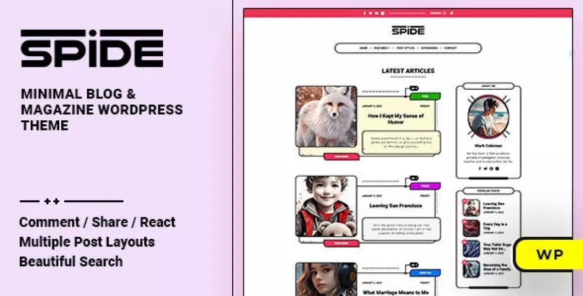 Spide - Personal Blog &amp; Magazine WordPress Theme