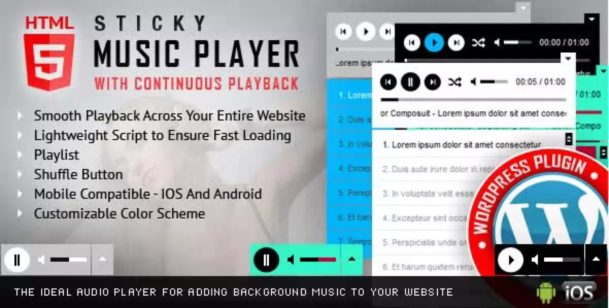 Sticky HTML5 Music Player WordPress Plugin 3.1.5