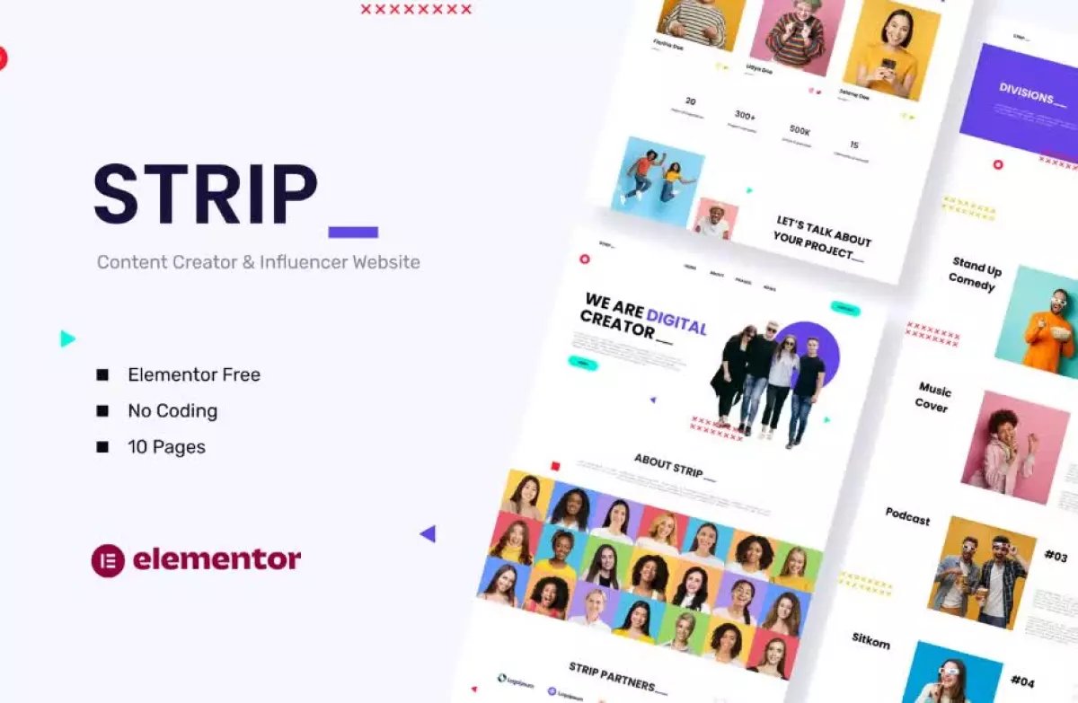 Strip - Content Creator & Influencer Elementor Template Kit