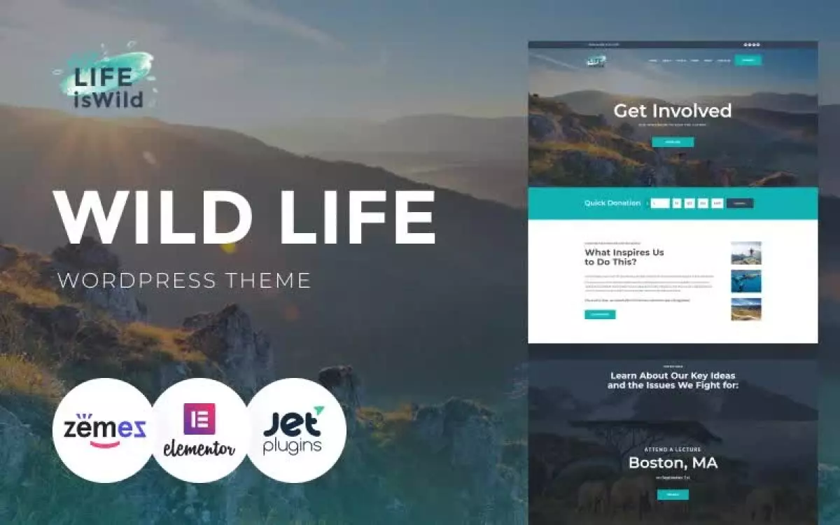 LifeisWild - Wild Life WordPress Theme