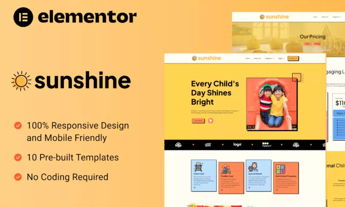 Sunshine - Cheerful Daycare Elementor Template Kit