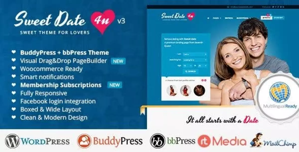 Sweet Date - More than a Wordpress Dating Theme 3.7.2