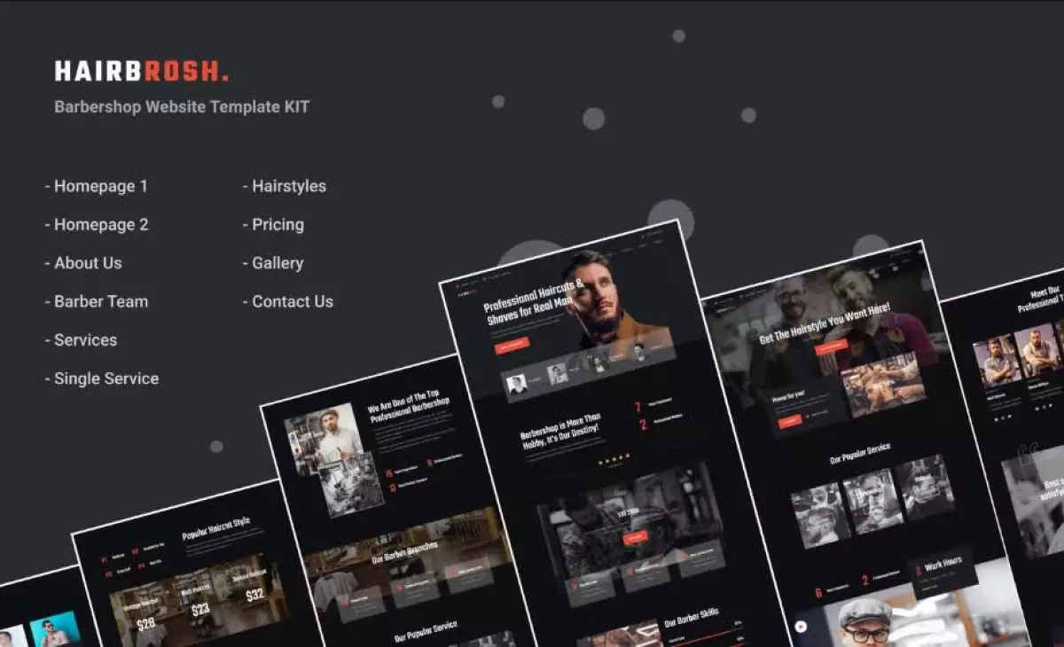 Hairbrosh - Barbershop & Hair Salon Elementor Template