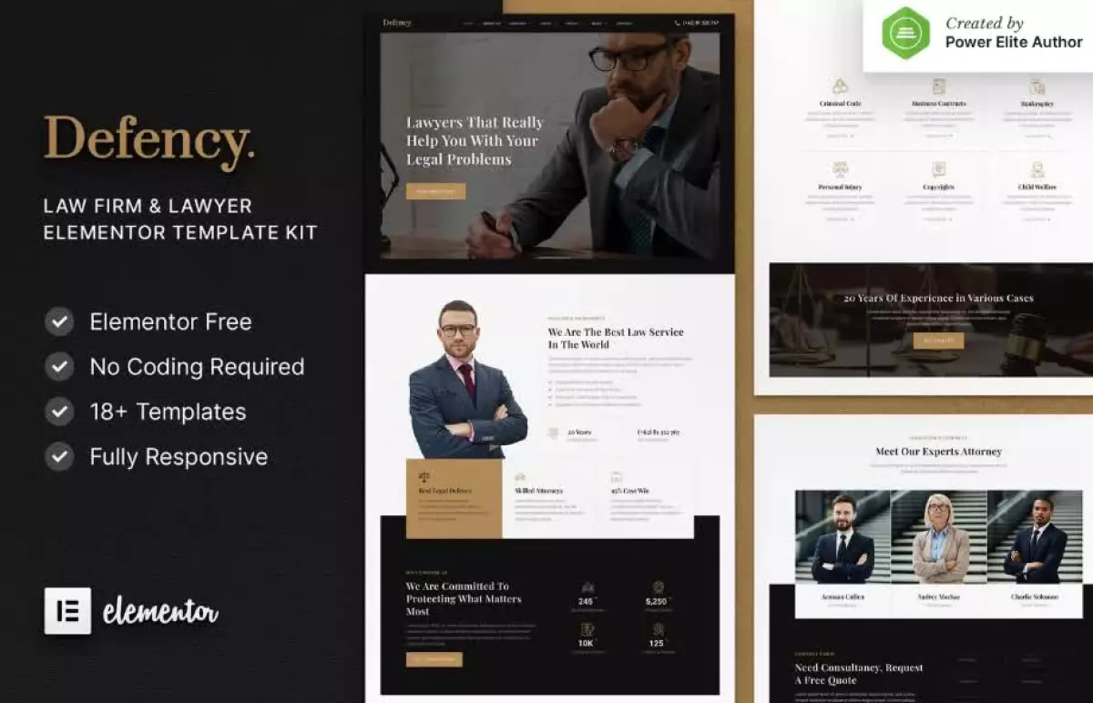 Defency – Law Firm & Lawyer Elementor Template