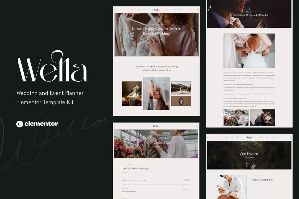 Wella - Wedding &amp; Event Planner Elementor Template