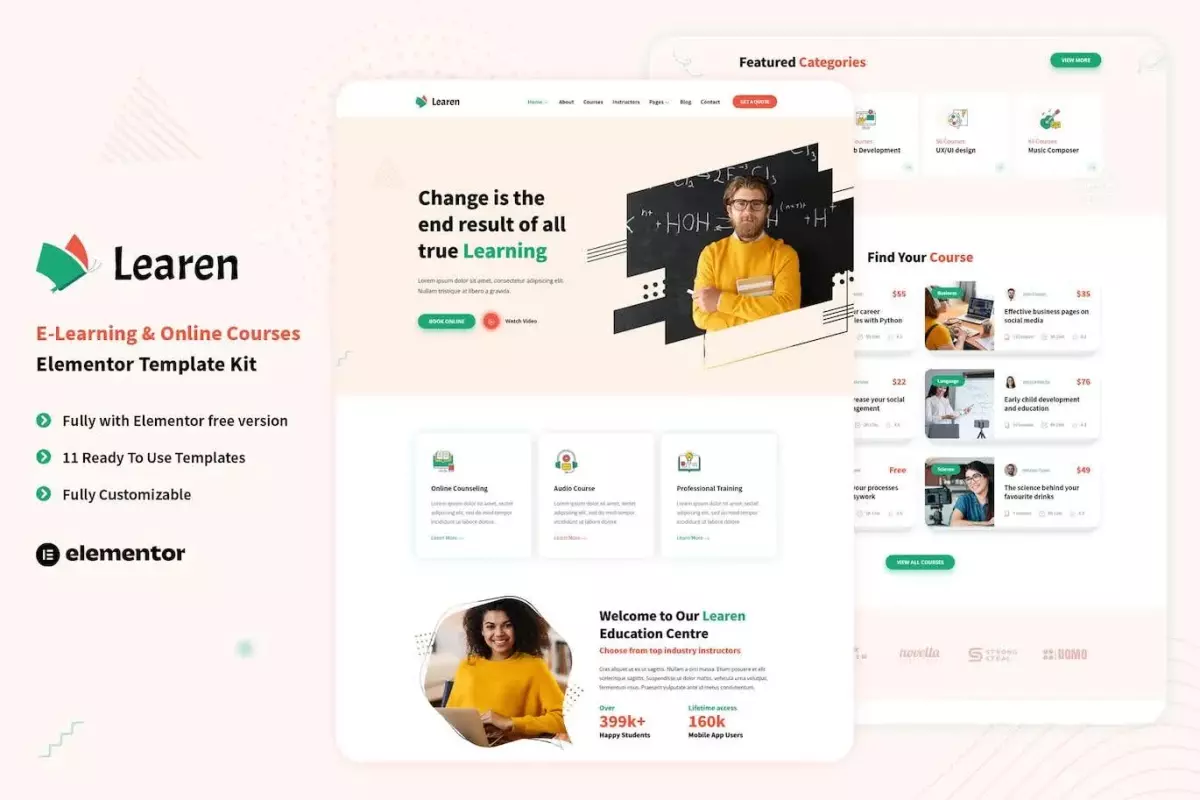 Learen - E-Learning &amp; Online Courses Elementor Template