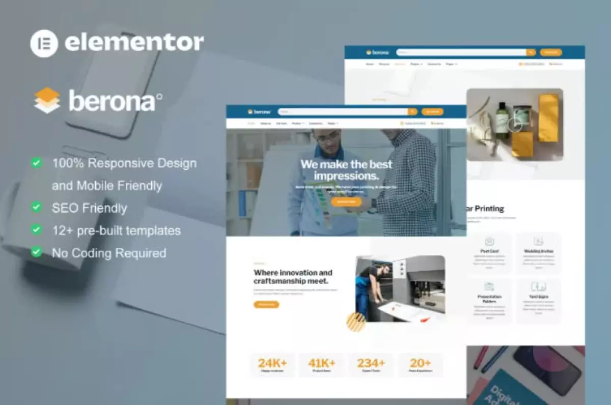 Berona - Printing & Design Service Elementor Template