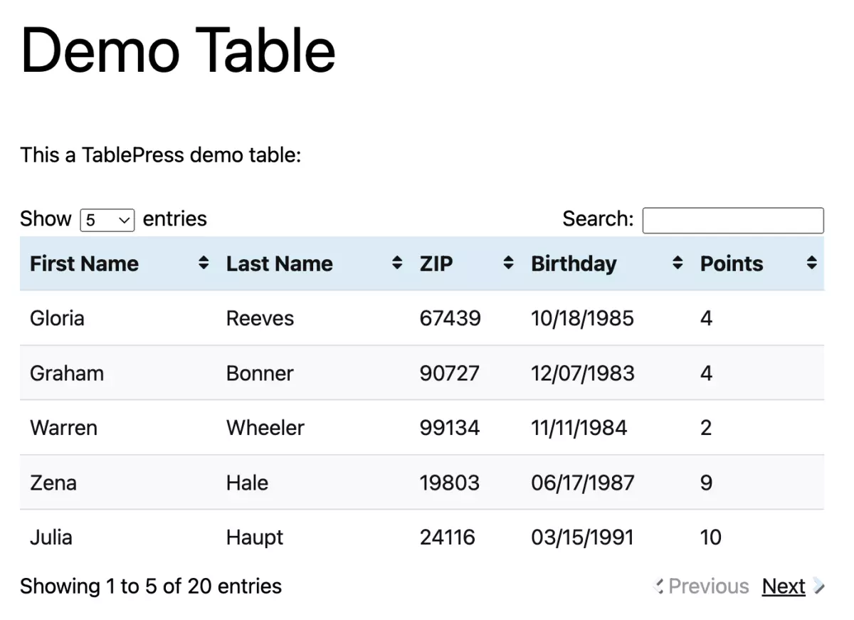 TablePress (Premium)