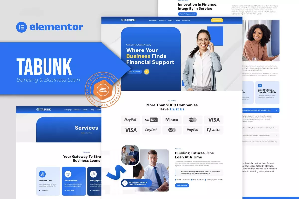 Tabunk – Banking &amp; Business Loan Elementor Template Kit