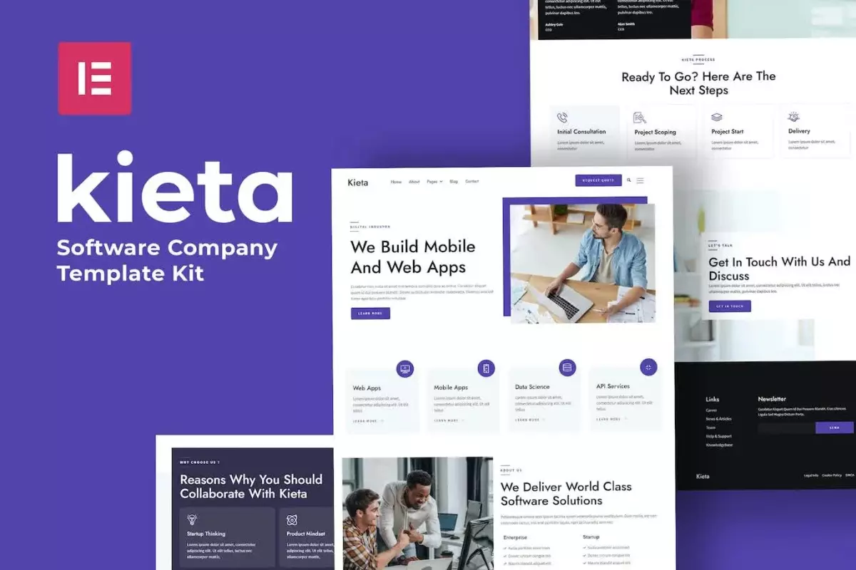 Kieta - App &amp; Software Agency Elementor Template