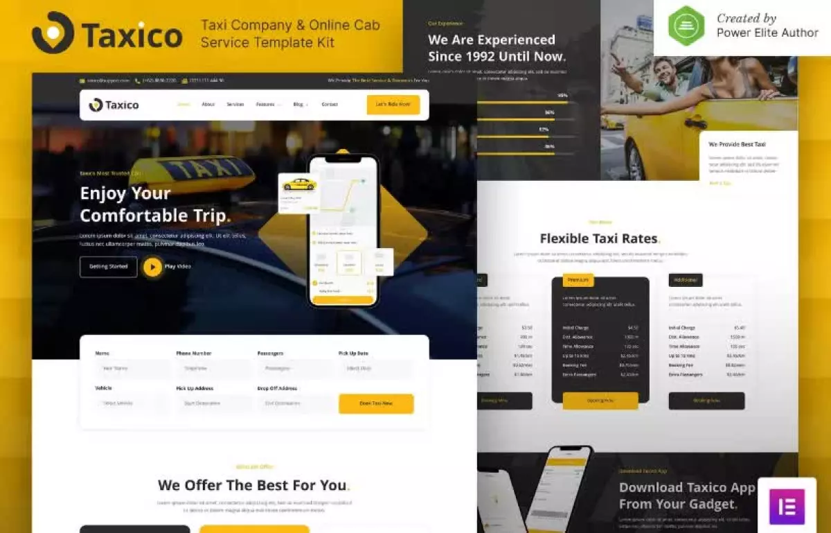 Taxico – Taxi Company & Online Cab Service Elementor Template