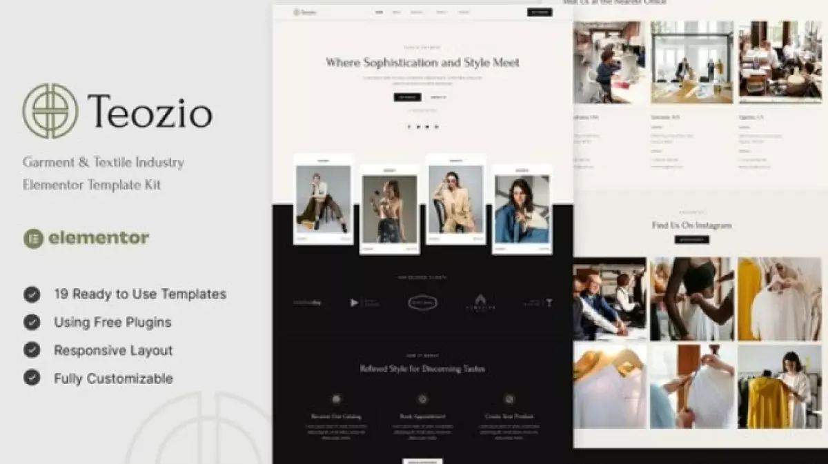 Teozio - Garment &amp; Textile Industry Elementor Template Kit