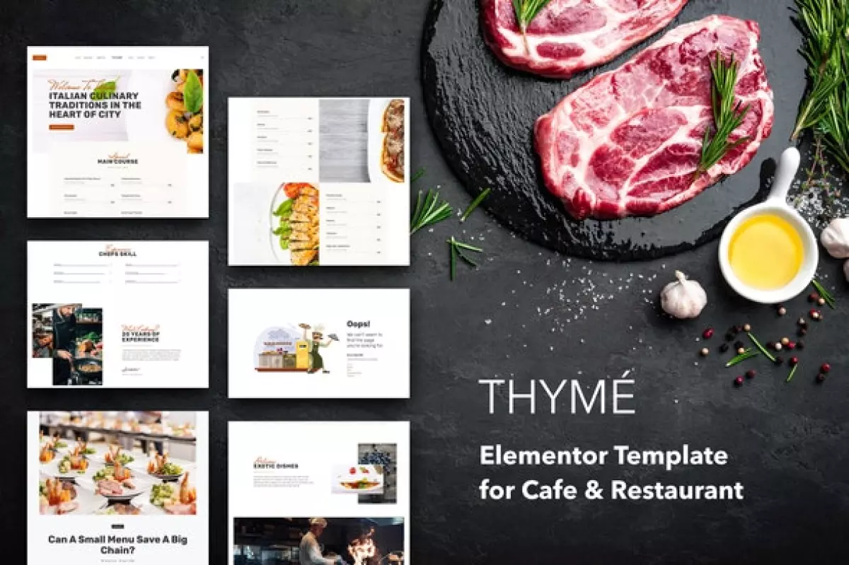 Thyme - Restaurant &amp; Cafe Elementor Template Kit