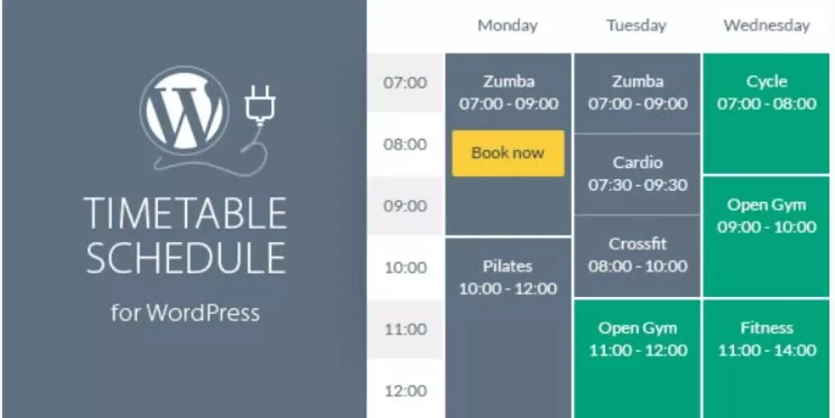 Timetable Booking Schedule for WordPress 7.2