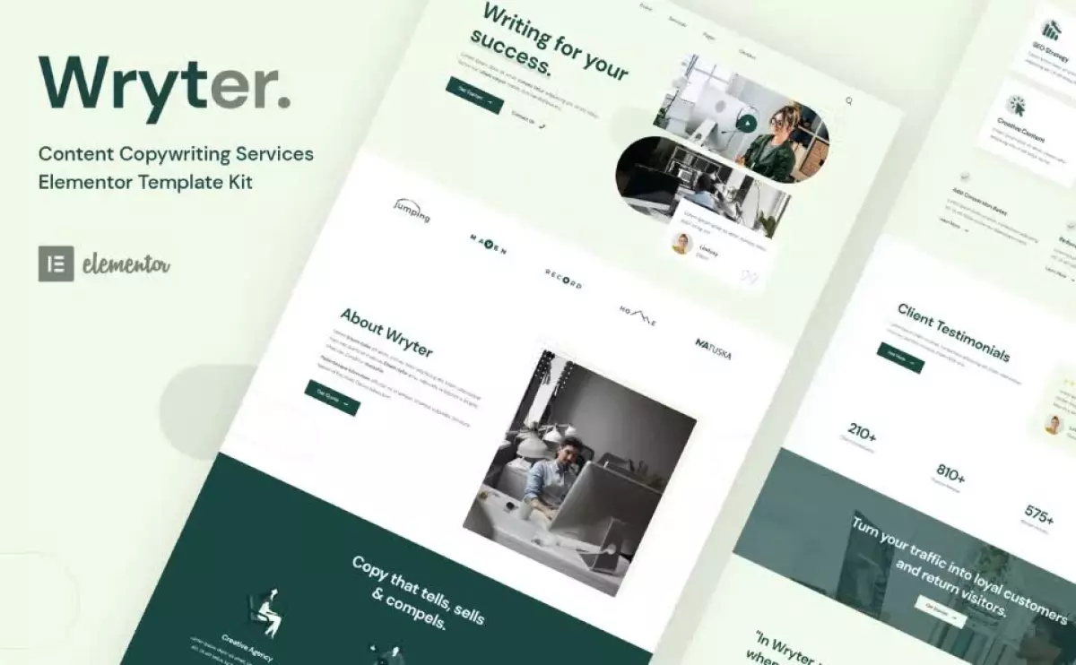 Wryter - Content Copywriting Services Elementor Template Kit